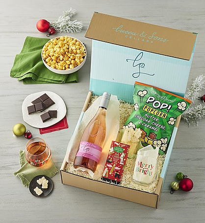 Holiday Goodies Gift Box with Wine